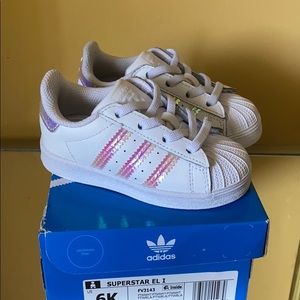 Adidas sneaks white/pink iridescent toddler size 6